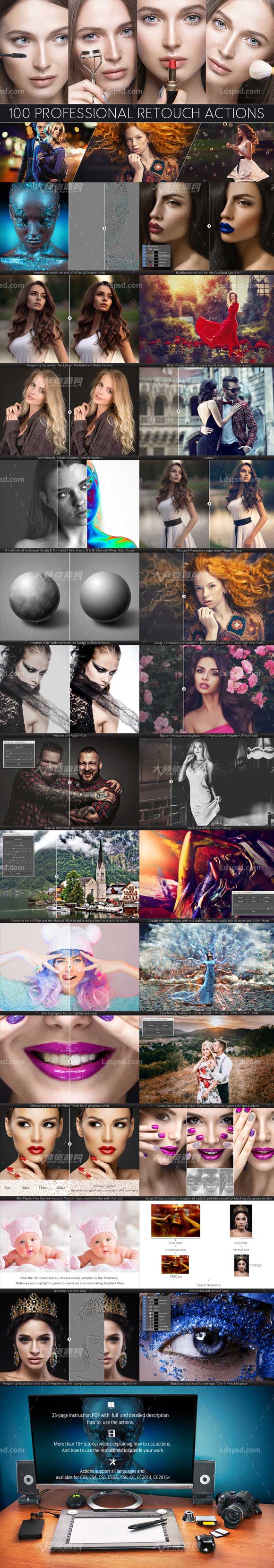 100 Professional Retouch Actions,极品PS动作－磨皮润肤(100个合集)